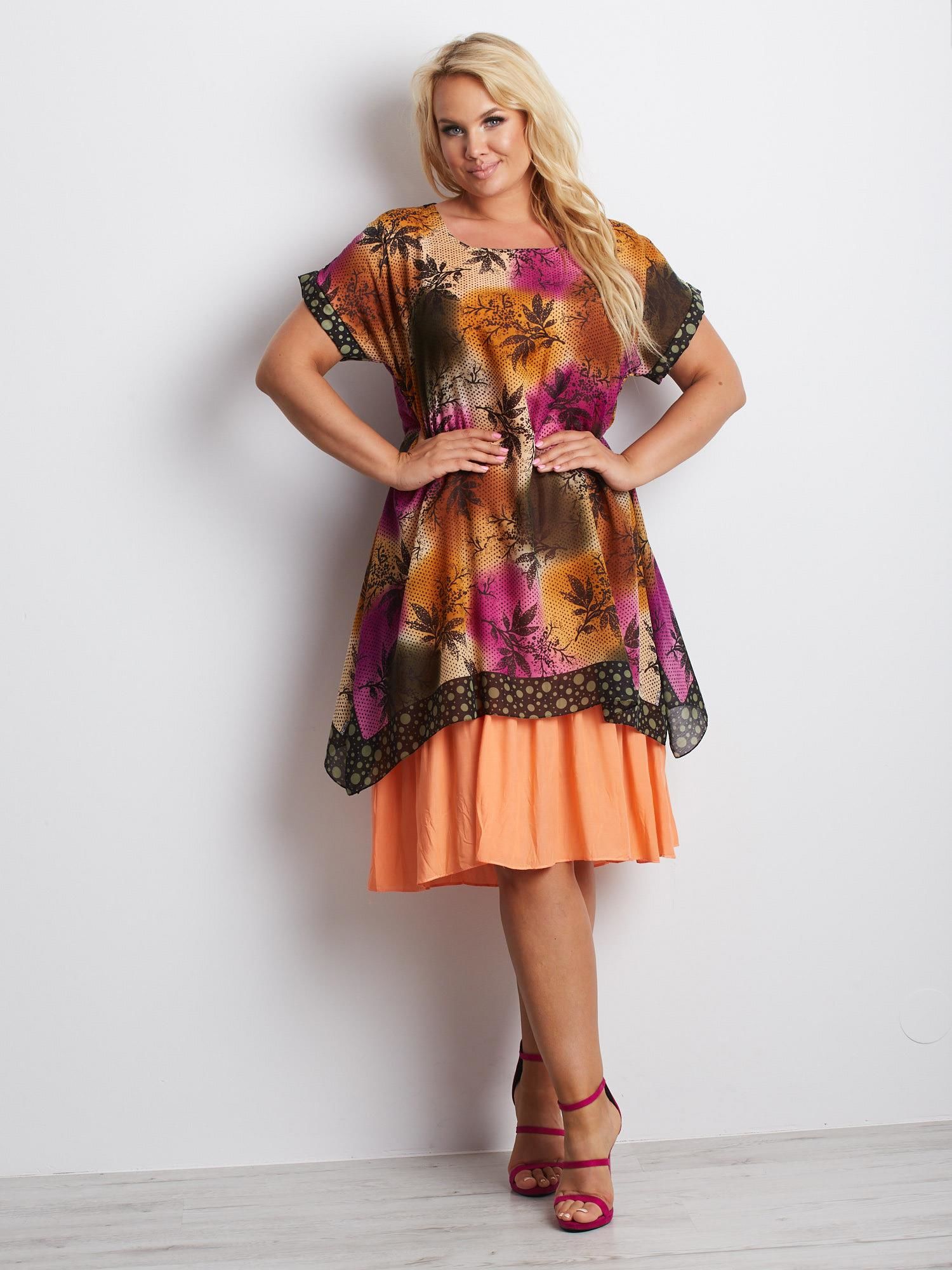 Bavlnené viacfarebné plus size šaty s kvetinovým vzorom