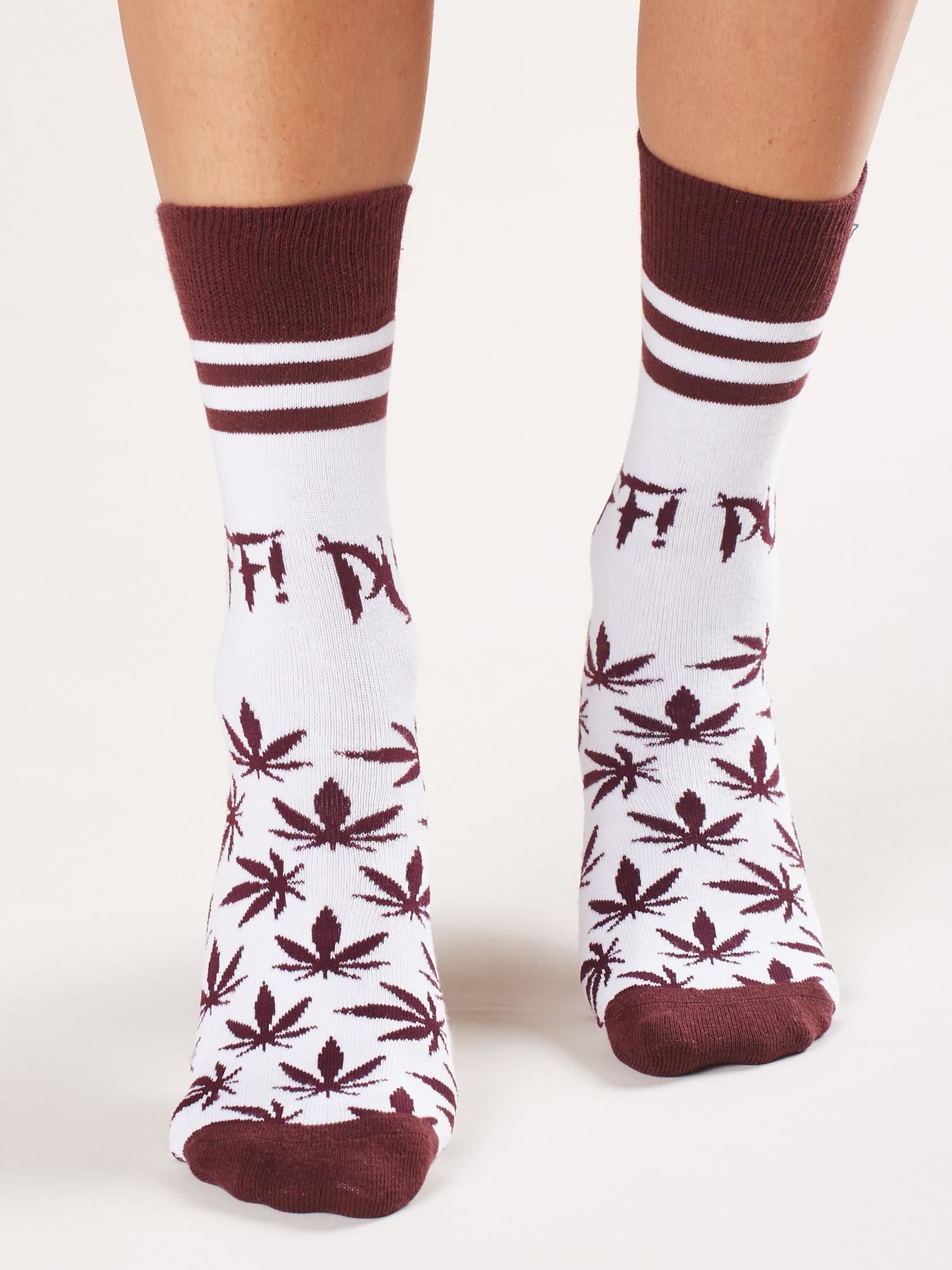 Purpurovo-biele ponožky so vzorom