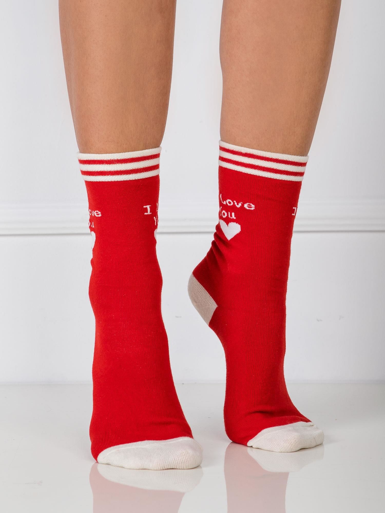 Červené ponožky I LOVE YOU