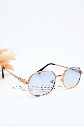 Svetlo-modré trendy slnečné okuliare so zlatým rámom Ful Vue V160049
