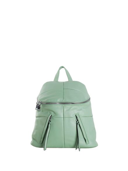 Svetlo-zelený prešívaný ruksak z eko kože