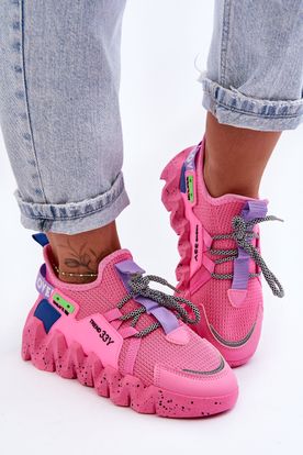 Ružové netradičné módne sneakersy s nápismi