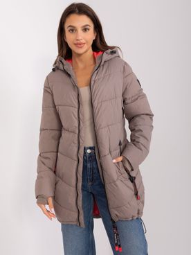 Svetlo-hnedá prešívaná zimná bunda s kapucňou SUBLEVEL