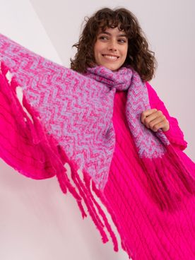 Ružový pletený vzorovaný šál so strapcami