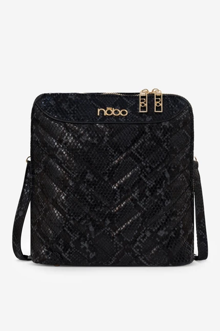 Kufríková čierna kabelka NOBO na rameno so zvieracím vzorom
