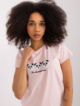 Dámske ružové bavlnené tričko s pandami