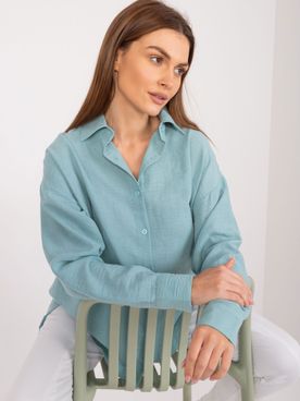 Dámska oversize bavlnená košeľa v mentolovej farbe