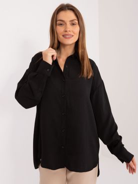 Dámska oversize bavlnená košeľa v čiernej farbe