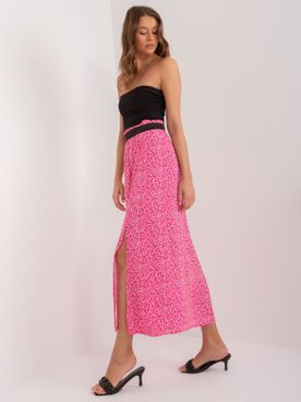 Dámska ružová vzorovaná sukňa s rázporkom na boku SUBLEVEL