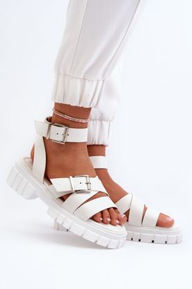 Biele remienkové sandále s ekologickej kože