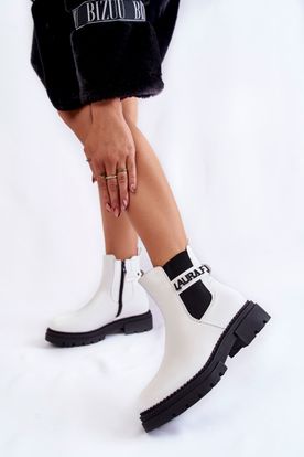 Bielo-čierne dámske členkové topánky La.Fi z eko kože