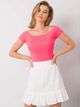Ružové tričko s krátkym rukávom a lodičkovým výstrihom