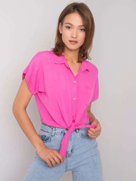 Ružová košeľa s krátkym rukávom a mašľou