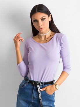 Svetlo-fialové bavlnené tričko s trojštvrťovým rukávom