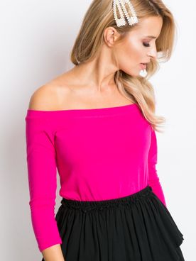 Tmavo-ružové tričko s trojštvrťovým rukávom a odhalenými ramenami