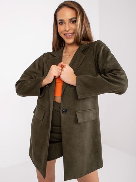 Khaki dámske kabátové sako z ekologického semišu Irmina
