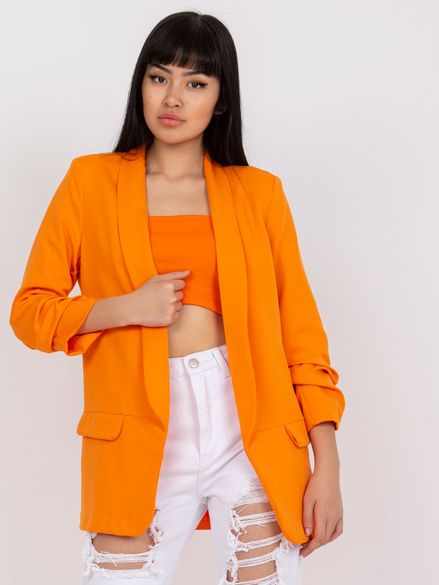 Svetlo-oranžové dámske sako s podšívkou a trojštvrťovým rukávom