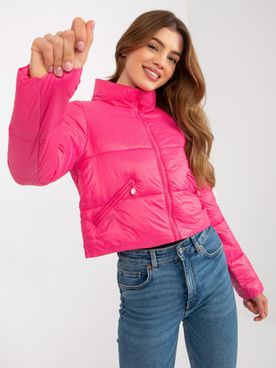 Krátka dámska ružová bunda s vreckami