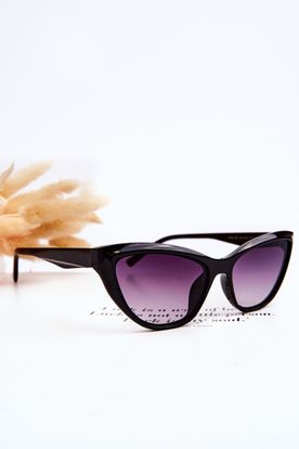 Čierne slnečné okuliare s fialovými sklami mačacie oko V090169