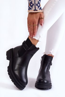 Čierne dámske členkové topánky La.Fi z eko kože