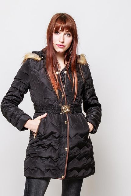 Čierna dámska bunda s kapucňou