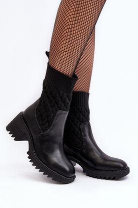 Čierne dámske členkové topánky s ponožkovým zvrškom
