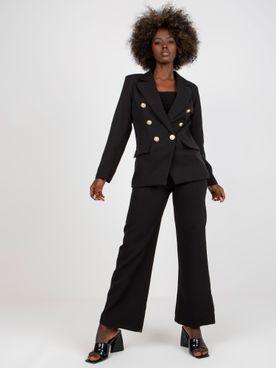 Čierne dámske dvojradové oblekové sako
