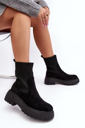 Čierne semišové topánky s ponožkovým zvrškom