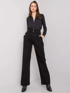 Čierne široké džínsy s vysokým pásom