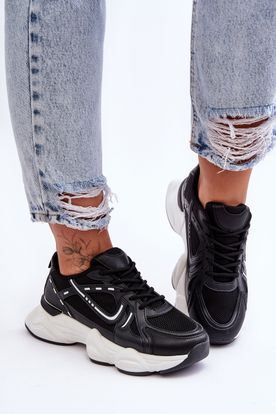 Čierne tenisky sneakersy na gumenej platforme