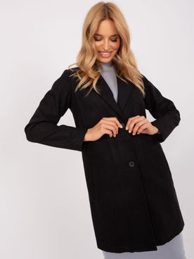 Čierny prechodný elegantný kabát na gombíky