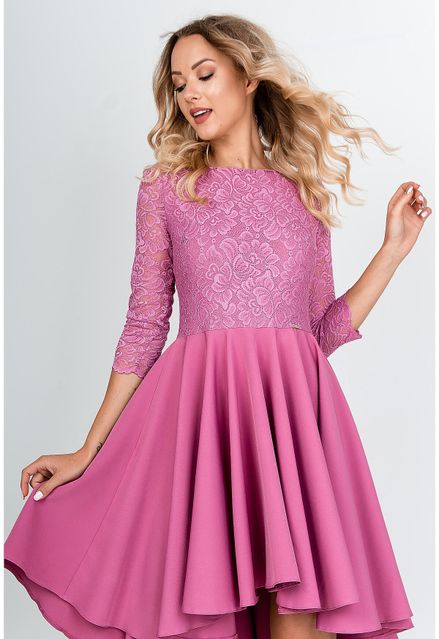 Elegantné asymetrické ružové šaty
