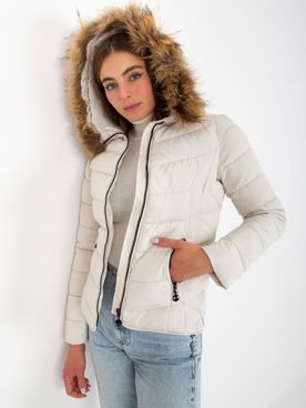 Prechodná dámska biela prešívaná bunda s kapucňou