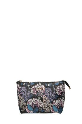 Dámska čierno kozmetická taška NOBO s farebným kvetinovým vzorom