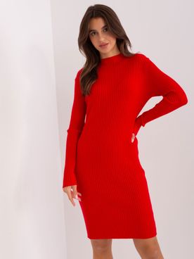 Dámske červené pletené šaty po kolená