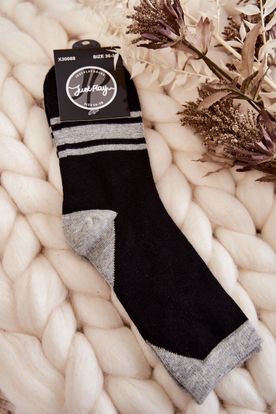 Dámske dvojfarebné sivo-čierne bavlnené ponožky s prúžkami