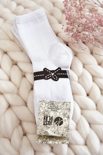 Dámske klasické biele hladké ponožky 5 párov