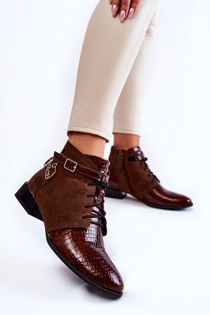Hnedé dámske kožené topánky Maciejka s prackou