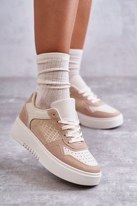Nízke béžové sneakersy pre ženy na platforme
