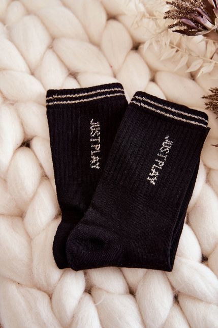 Čierne dámske bavlnené športové ponožky JUST PLAY