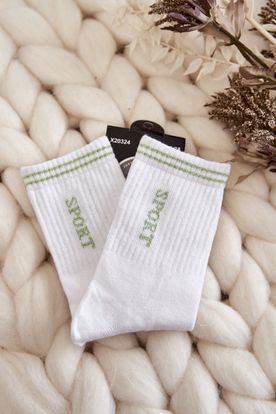 Bielo-zelené dámske bavlnené športové ponožky JUST PLAY