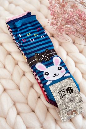 Dámske zábavné bavlnené pruhované ponožky so zvieratkami 5 párov