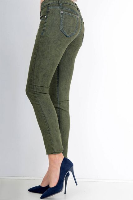 Dámske zelené nohavice s modrým detailom
