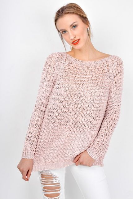 Dámsky ružový pletený sveter