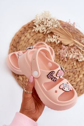 Detské ružové ľahké penové sandále s ozdobami