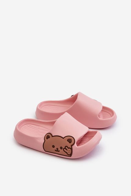 Detské ružové ľahké penové šľapky s medveďom