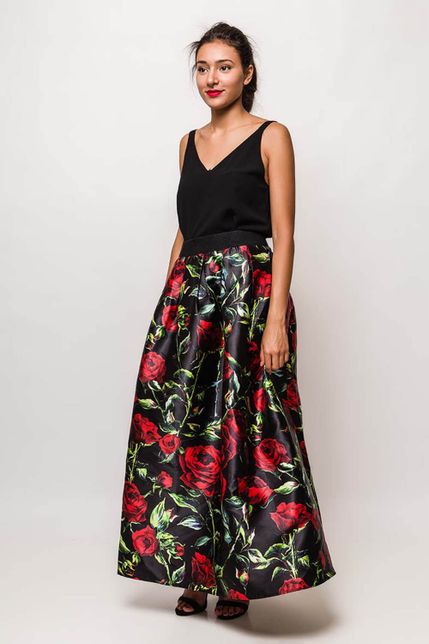 Dlhá elegantná sukňa s kvetinovým vzorom