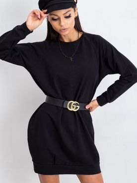 Bavlnené čierne mikinové šaty s dlhým rukávom