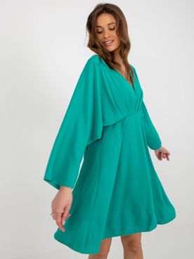 Elegantné tyrkysové šaty pre ženy s dlhým rukávom