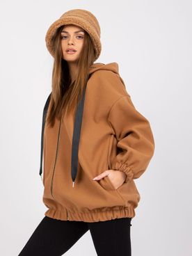 Hnedá dámska mikinová bunda s kapucňou